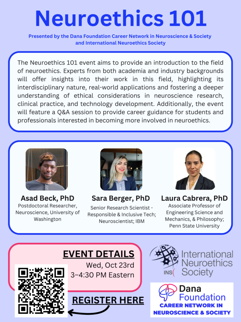 Neuroethics 101 event flyer