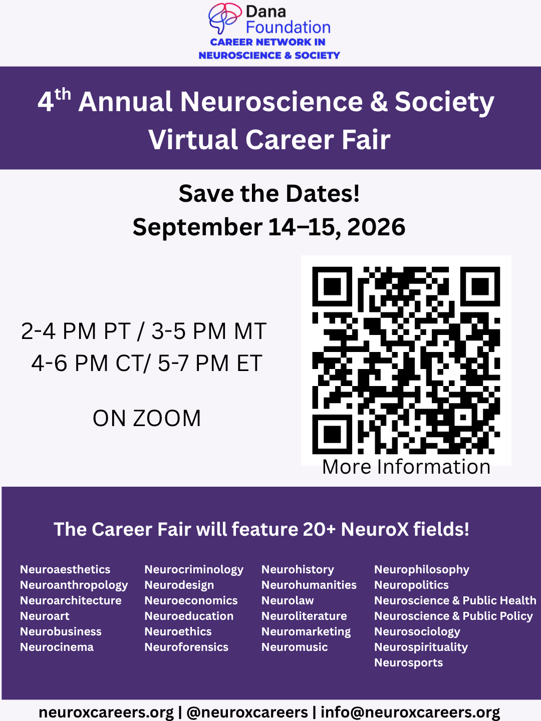 4th Annual Neuroscience & Society Virtual Career Fair. September 14-15, 2026. Save the date.